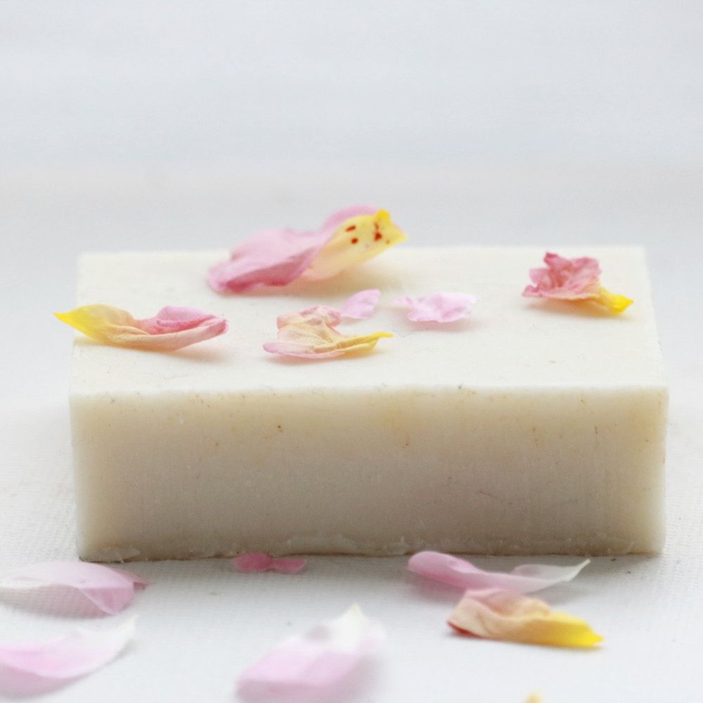 Luxurious organic rose soap with rose essential oil and rosehip seed oil