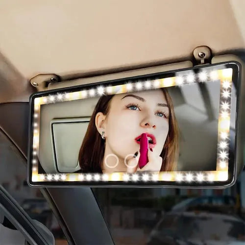 Portable Car Makeup Mirror with LED Lights