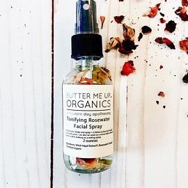 Organic Rose Water Facial Setting Spray in a glass bottle