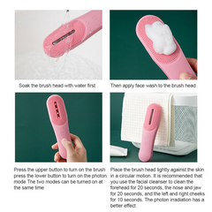 Electric facial cleansing brush with soft silicone bristles for deep cleansing