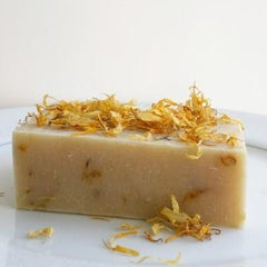 Handmade Splash in the Sun Soap with calendula flowers and essential oils