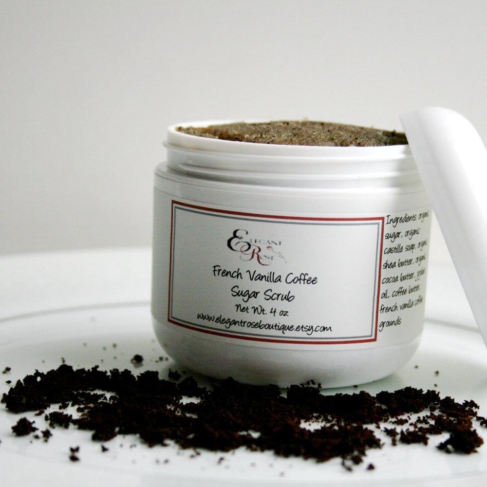 Organic French Vanilla Coffee Scrub with natural exfoliating ingredients