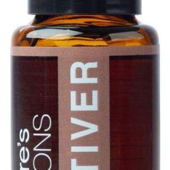 Vetiver Essential Oil 15ml bottle with earthy, woody scent